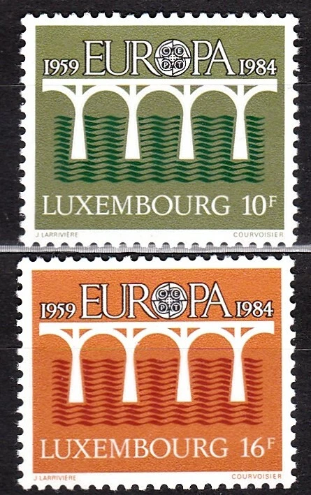 LUXEMBURGO SC. #708-709 Mi. #1098-1099 MNH 25º ANIV. DE EUROPA (PUENTE) 1984 Foto 1 de 1