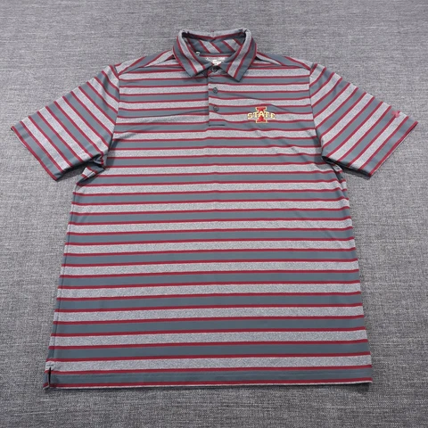 Under Armour Golf Polo Shirt Mens Size Large Loose Fit Gray Iowa State Cyclones Cover