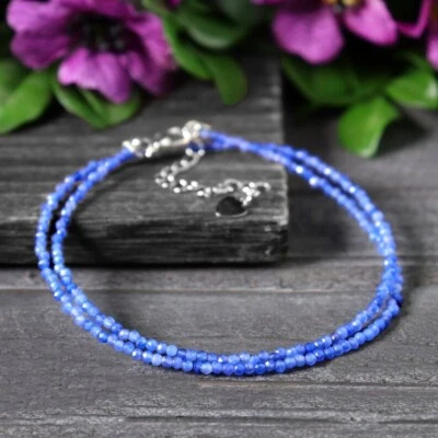Blue Aventurine 2mm Crystal Gemstone Beads Dainty Choker Necklace Minimalist - Image 1 of 4