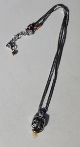 Brighton DESERT SUN Silver Scroll Square Pendant Copper White Bead Necklace NWOT - Picture 1 of 5