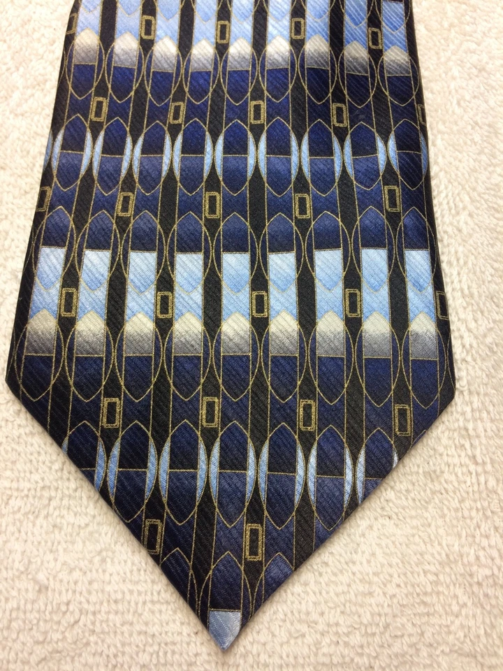 IRVINE PARK MENS TIE BLACK GOLD BLUE WHITE 4 X 60 NWOT  - Image 1 of 4