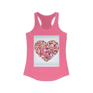 Colorful Heart Design Women's Racerback Tank Top, Casual Summer Top, Gift for - Picture 1 of 17