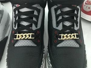 LUXURY CUBAN LINK DIAMOND DUBRAES PREMIUM SHOE LACE TAG CHARMS - Picture 1 of 8
