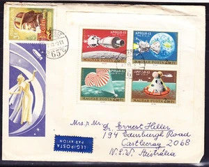 Hungary 1970 Space Exploration Miniature Sheet First Day Cover to Australia - Picture 1 of 1