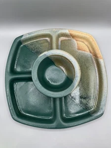 Stegall Signed Pottery Appetizer Veggie Fruit Chip & Dip Tray 1 Piece Platter - Picture 1 of 6