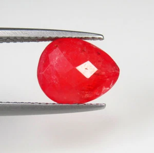 3.11 Ct Natural Orangish Pink Rhodonite Good Luster Pear Checkerboard Cut-A1607 - Picture 1 of 2