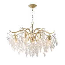 Modern Gold Metal Crystal Chandelier Living Room Dining Room Decor Pendant Light