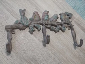 Pájaros de metal en una rama metal 3 ganchos abrigo, toalla, perchero, gancho - Imagen 1 de 8