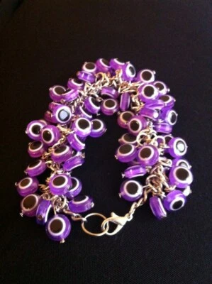  Purple Evil Eye beads Bracelet Handmade - Image 1 of 4