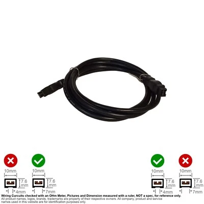Cable Firewire IEEE 1394 1394B BETA to Bilingual 9-Pin Black 6FT #130558 - Image 1 of 2