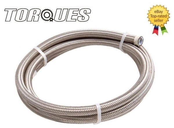 TORQUES Manguera de PTFE trenzada de teflón de acero inoxidable AN -4 (4,8 mm 3/16") 3 m