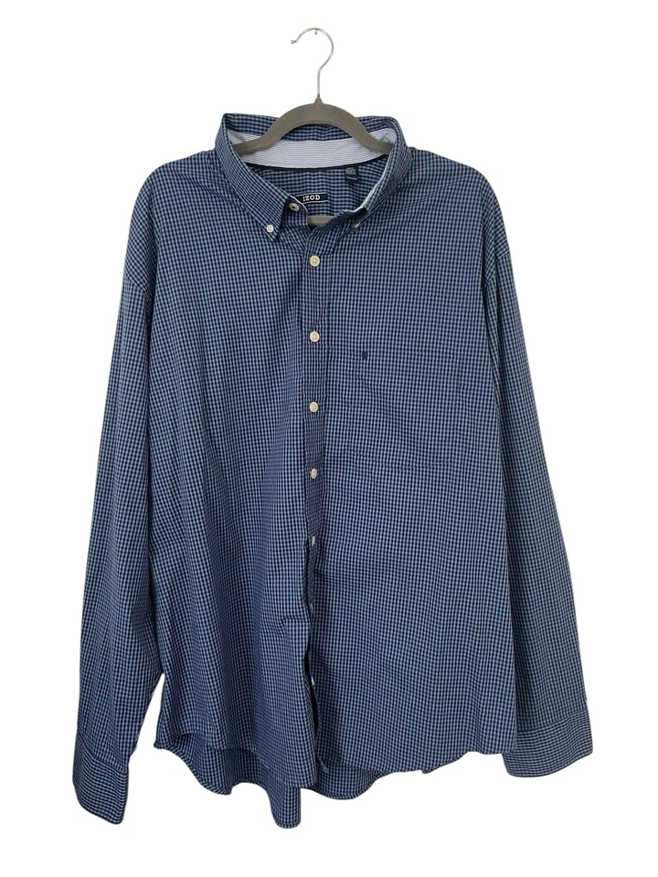 Рубашка мужская IZOD размер 2XLT синяя клетчатая легкий уход - Изображение 1 из 4