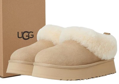 New in Box Women's 100% UGG Brand Tazzelle Mustard Seed Fluffy Shoes Slippers - Image 1 of 3
