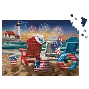 Briarwood Lane Beachfront Fireworks Summer 1000 Piece Jigsaw Puzzle - Picture 1 of 5