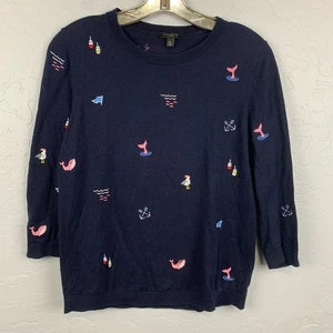 Talbots Pullover dunkelblau maritim Wal Möwe bestickt Baumwollmischung Gr. MP - Bild 1 von 9