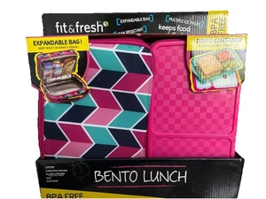 Bento Lunch Box Bag Set Safe Microwave Container w/ Multiple Ice Packs  BPA FREE - Picture 1 of 2