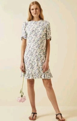 M&S X Ghost UK 20 Mini Tea Dress Floral Tie Sleeve Ditsy Floral Short Sleeve - Image 1 of 4