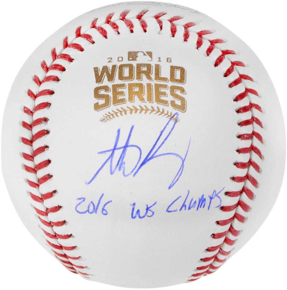 Anthony Rizzo Cubs Serie Mundial 2016 Béisbol Autografiado con Insc - Fanáticos Foto 1 de 2