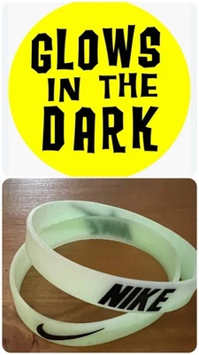 Nike Baller Band Rubber Bracelet White Black AF1 Panda Dunks GLOWS IN THE DARK ✨ - Image 1 of 4