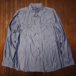 Kenneth Cole Reaction langärmliges geknöpftes Herrenhemd Chambray blau XL - Bild 1 von 6