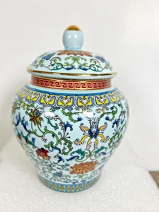 Ginger Jar Decorative Jar Ancient Chinese Imperial Enamel Porcelain Small - Picture 1 of 9