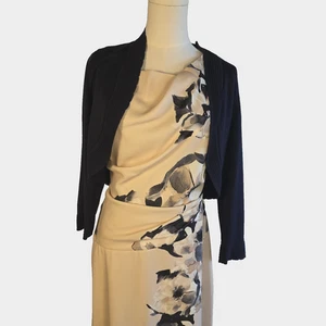 DKNY Floral Sheath Dress Black Shrug Bolero Set Wedding Guest Cocktail US 6 - Picture 1 of 22