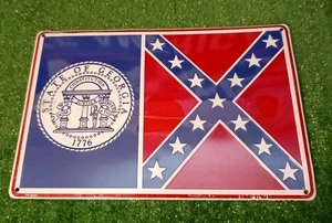 Old VTG Georgia State Flag Metal License 12"x 18" Large New - Picture 1 of 4