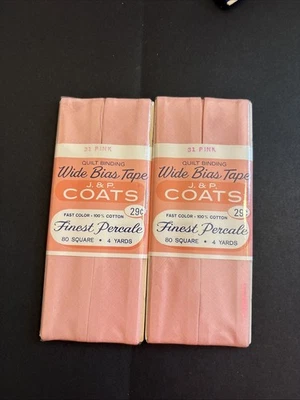 De colección NUEVO Lote 2 Abrigos J&P Dobladillo Frente 100% Rayón Rosa 31 Sesgo Tafetán Cinta 2" Foto 1 de 2