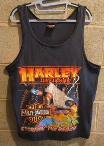 VINTAGE Harley Davidson Stormin The Beach Tank Top T-Shirt Herren Large USA 90s - Bild 1 von 7