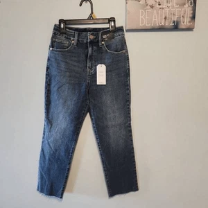 NWT EXPRESS High Rise Raw Hem Flexx Straight Ankle Jeans Women's S Short - Bild 1 von 11