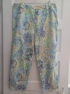 Pantalone Talbots stampa pastello Capri crop taglie forti 18 elasticizzato preppy classico maturo - Foto 1 di 13