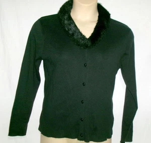 NEW Kikit Studio XL Black Sweater Detached Faux Fur Collar LS M Sasson MSRP $40 - Picture 1 of 6