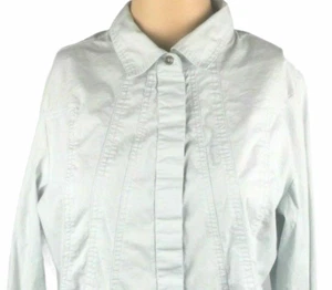 Soft Surroundings Womens Top Sz S Pleated Button Front Light Blue Hidden Buttons - Picture 1 of 7