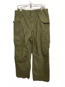 Solid Green Cargo Pants Size Waist 34 Trousers Outdoors Serval Zipper - Picture 1 of 22