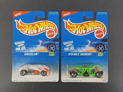 2x Lot Grizzlor Cat Car #484 Double Demon Reptile #477 Animals Hot Wheels New - Image 1 of 4