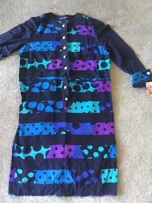 Vestido vintage Louis Feraud seda paisley volantes años 80 talla 14 Foto 1 de 4