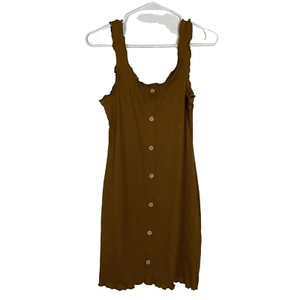 No Boundaries Damen ärmelloses Tank Minikleid Größe M braun U-Ausschnitt Knopf - Bild 1 von 7