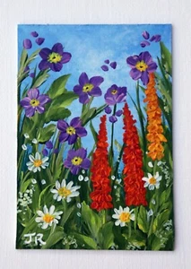 ACEO Original Miniature Painting: "Radiant Meadow" by Judith Rowe - Picture 1 of 2