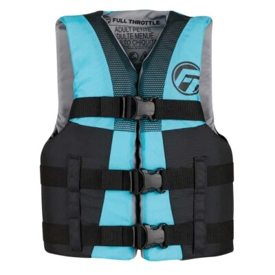 Full Throttle Teen Nylon Life Jacket 112200-505-010-22 Aqua Black USCG Approved - Image 1 of 2