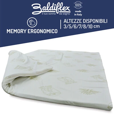 TOPPER CORRETTORE MATERASSO MEMORY FOAM FLEX VISCO SFODERABILE ANTIACARO ALOE - Immagine 1 di 4
