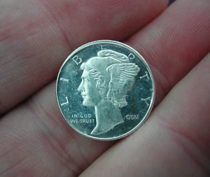 Mercury Dime  1/10 oz  .999 Silver Bullion Round in Capsule. - Picture 1 of 2