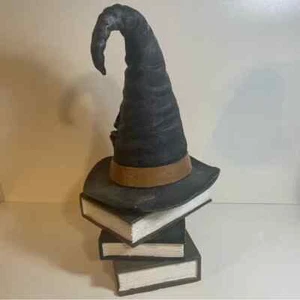 Halloween Black Witch Hat With Spider On Stack Of Books Height 17” - Picture 1 of 9