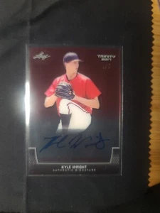 2017 Leaf Trinity Clear Auto Red #1/5 Kyle Wright #CA-KW1 Auto - Picture 1 of 11