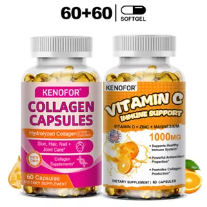 Hydrolyzed Collagen & Vitamin C 120pcs - Healthy Immune, Hair, Skin, and Nails - Picture 1 of 9
