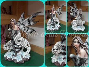 FAIRY HADAS ELFEN FEES FATA SEDUTA MEDIA SU TIGRE BIANCA E NERA NO LES ALPES - Imagen 1 de 8