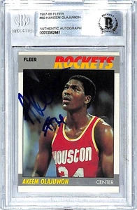 1987 88 Fleer AKEEM OLAJUWON Signed Auto 2nd Year Card #80 Beckett BAS Slabbed - Picture 1 of 3