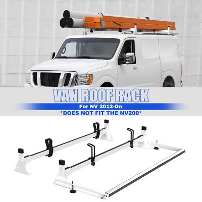 Baca de techo con escalera de acero de 2 barras con rodillos de 24"" para Nissan NV techo bajo 2012-ON NUEVO Foto 1 de 4