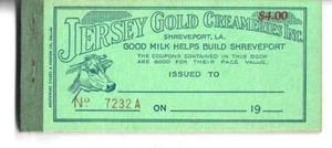 JERSEY GOLD CREAMERIES INC. SHREVEPORT LA. GUTSCHEINBUCH NOS POSTFRISCH 2 für 10,00€ - Bild 1 von 1