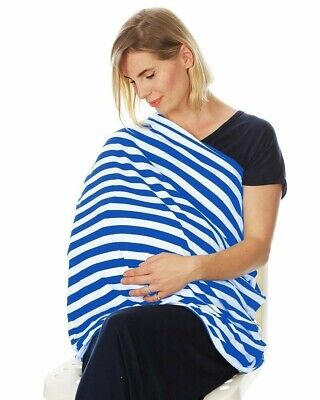 Nursing Cover Infinity Scarf Car Seat Cover Carseat Canopy Blue White Stripes • 13.66€