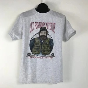 Vintage Peggy Murray Old Fisherman Grafik T-Shirt Herren Large grau Rundhals - Bild 1 von 8